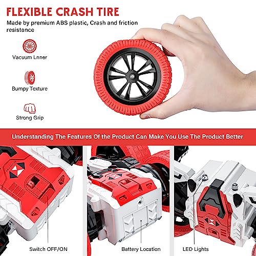 Remote Control Car, Double Sided RC Car, 4WD Off-Road Stunt Car with 360° Flips, 2.4Ghz Indoor/Outdoor All Terrain Rechargeable Electric Toy Cars Gifts for Boys Kids 3 4 5 6 7 8 9+ Year Old - Image 3