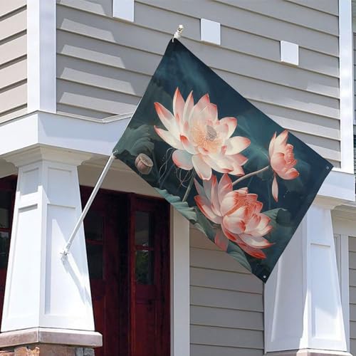 Drapeau libellule et fleur 119x177 cm en polyester avec 4 œillets - 4