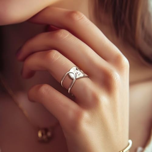 Miniatura 3 de 925 Sterling Silver Dainty Wide Ring, Perfect for Women and Teen Girls, Adjustable, Handmade 925 Sterling Silver Band Ring