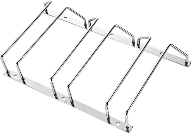 Dianoo 18cm Wine Glass Rack Under Cabinet, Wine Glass Holder, Hanging Stemware Rack, Metal Chrome Finish, 3 Rows