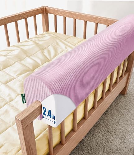 Image of AEOCOO Bed Bumpers for Toddlers, Size 2.3 Ft, Toddler Bed Rail Bumper Protector for Loft Beds & Bunk Beds, Bed Rail Height Extender Bed Guardrail, Anti-Bump | Fall Prevention, Purple
