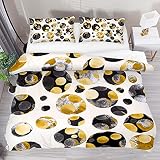 Watercolor Gold Black Polka Dot Abstract 3 Piece Duvet Cover Sets, Breathable Comforter Cover with Z