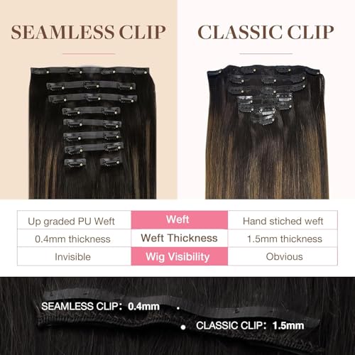 Image of GOO GOO Seamless Clip in Hair Extensions Real Human Hair Remy Extensions