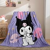 Cute Anime Blanket Soft Flannel Throw Blanket Kuromi Cozy Bedding for Couch Sofa Bed(50x40in)