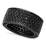 Men's Black Plated Micro-Pave Iced Out Cubic Zirconia Band Ring, Size 9