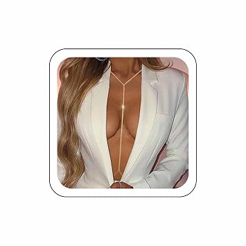 Rhinestone Body Chain Gold Crystal Belly Chain Bikini Bra Chain Boho Beach Waist Harness Diamond Body Chain Necklace Party Prom Necklace Body Accessory Jewelry for Women