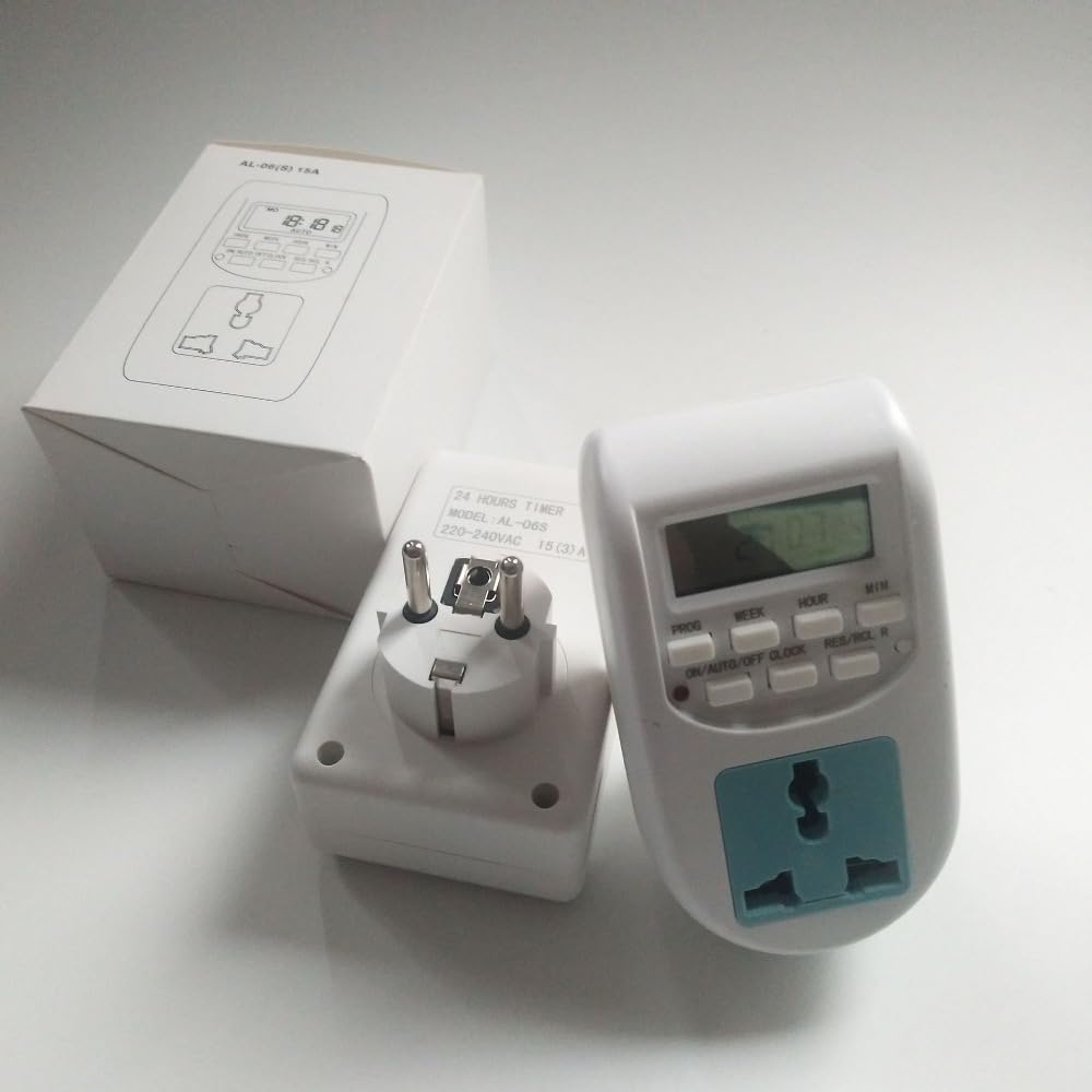 Enchufe de temporizador estándar europeo de 220 V-240 V, portátil, ABS, funcional, LCD, digital, enchufe duradero, enchufe de la UE, enchufe inteligente para electricista