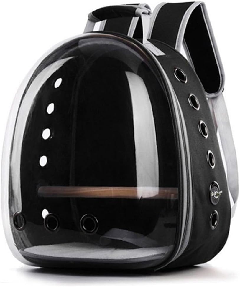 BESPORTBLE Portable Parrot Backpack Carrier Bag Breathable Outdoor Space Capsule with Wooden Bar for Pet Travel and Comfortable for Birds Black
