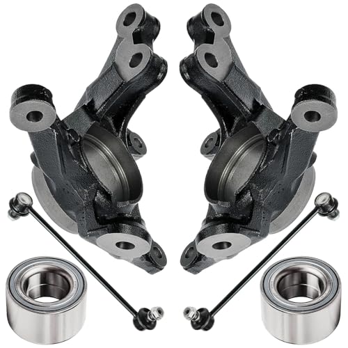 Image of Detroit Axle - 6pc Front Loaded Knuckles Kit for 2009-2019 Toyota Corolla 2009-2013 Matrix, 2 Steering Knuckles 2 Press Wheel Bearings 2 Sway Bar End Links 2010 2011 2012 Replacement