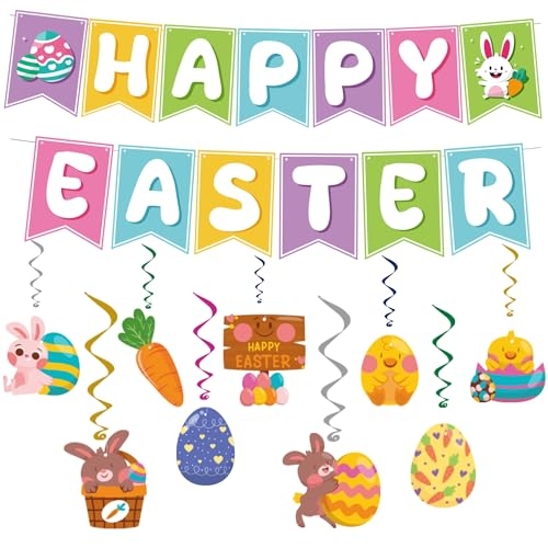 Easter Decorations - Hanging Swirls, Easter Banner - Easter Decorations Garland Easter Acc... Easter Decorations - Hanging Swirls, Easter Banner - Easter Decorations Garland Easter Acc...