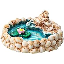 Miniature Fairy Garden Decor Set - Weather-Resistant Resin Lotus Pond and Lighthouse Sculptures with Water Well and Bridge, Outdoor Miniature Landscape Ornaments for Patio, Pond and Lawn