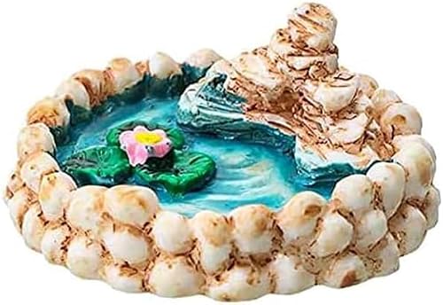 Rzcin Multicolour Lotus Flower Miniature Fairy Garden Accessories,Miniature Pond Lawn Garden Ornament Figurines, Mini Lighthouse Water Well Bridge Figurines, Micro Landscape For Diy Kit Statues