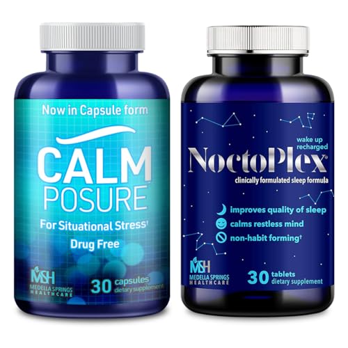 CALMPOSURE + NoctoPlex Bundle – Side-Effect Free Anti Stress Supplement for Quick Relief from Situational Stress - Stress Relief Supplement/Calm Pills with Magnesium, Folate, Vitamin C & More