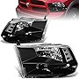 [Halogen Model] Quad Headlights Assembly Compatible with Dodge Ram 1500 2500 3500 4500 5500 (New Body Style Model) 09-18, Driver and Passenger Side, Black Housing Clear Lens