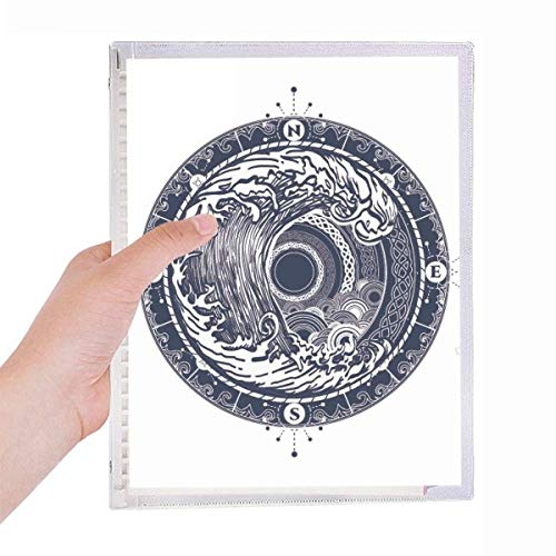 Carnet à spirales Waves Compass Circle Art idéal pour le bureau et les voyages