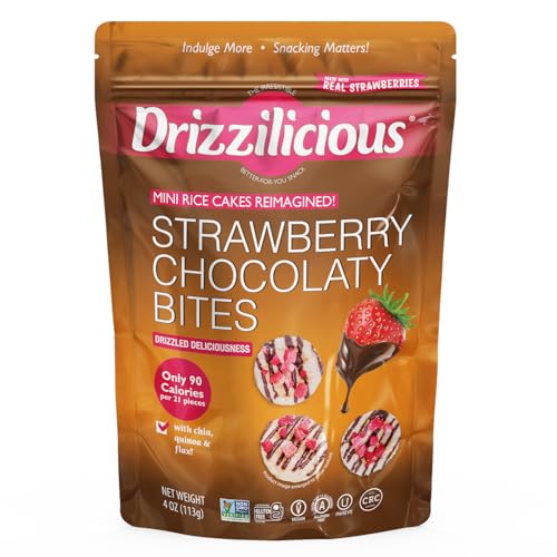 Drizzilicious Strawberry Chocolaty Bites Mini Rice Cakes 113g Vegan Gluten-Free