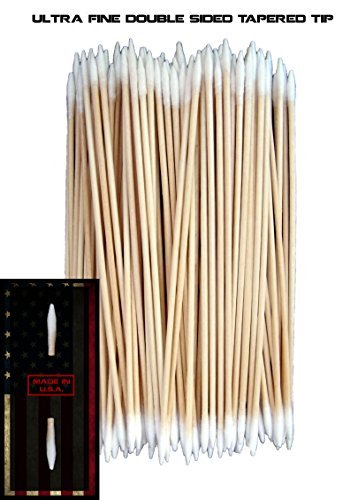 (Ultra Fine Double Sided Tapered Tip) Type-III 100pc Gun Cleaning 6 Inch American Made Cotton Swabs