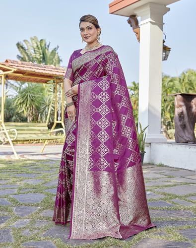 Image of Yashika Women's Pure Kanjivaram Silk Saree Soft Banarasi Style Wedding With Blouse Piece | Saree For Women | New Sari