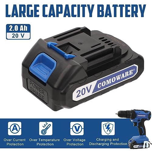 image for COMOWARE 120 Pcs Home Tool Kit with Drill, 20V Power Tool Combo Kits w