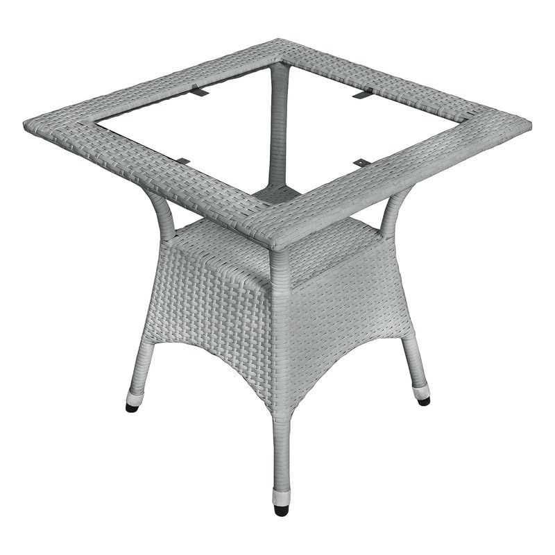 Image of Amazon Brand - Solimo Rattan Wicker 4 Seater Patio Seating Set | 4 Chair and 1 Square Glass Topped Table Set | Coffee Table Furniture for Balcony, Garden, Terrace, Indoor, Outdoor Use (Grey)