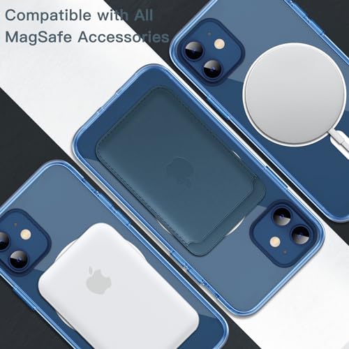 JETech iPhone 12/12 Pro マグネット ケース(6.1インチ用) MagSafe ワイヤレス充電対応 衝撃吸収 バンパーカバー 傷つけ防止 透明バック (インディゴジーンズ)
