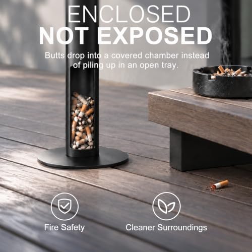 Adjustable Standing Ashtray with Lid, Outdoor Ash tray for Home - image 4