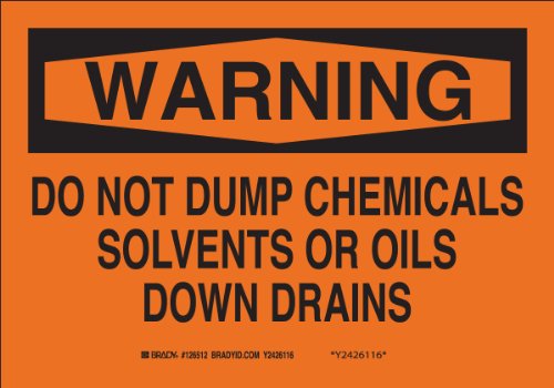 Panneau Brady aluminium Do Not Dump Chemicals d'avertissement 25,4x35,6 cm