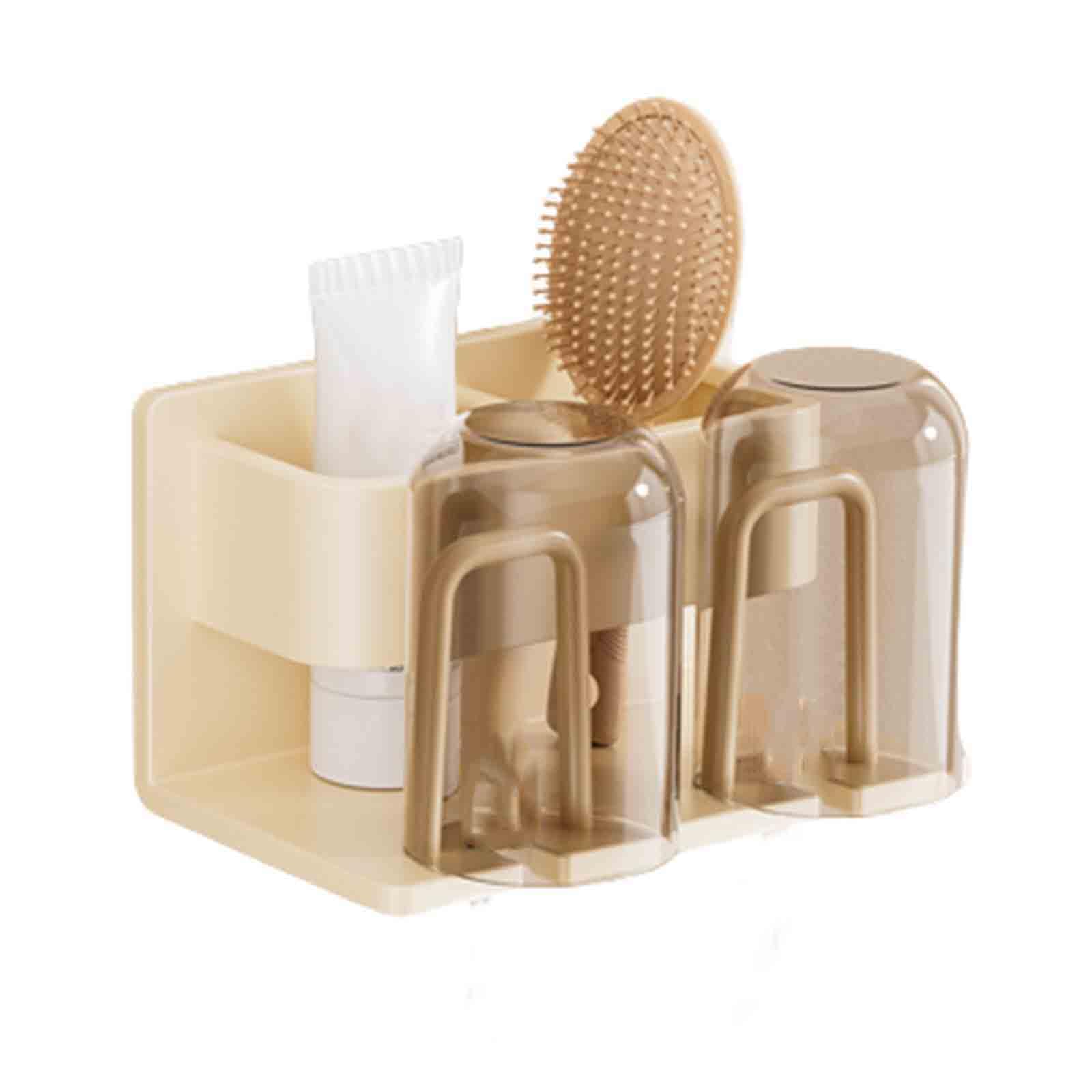 Dispensador Pasta Dientes Dispensador De Pasta De Dientes Organizador Baño Porta Cepillo Viaje Portacepillos De Dientes Pared Toothbrush Holder Adhesivo Montado En La Pared (White,14x7.5x8cm)