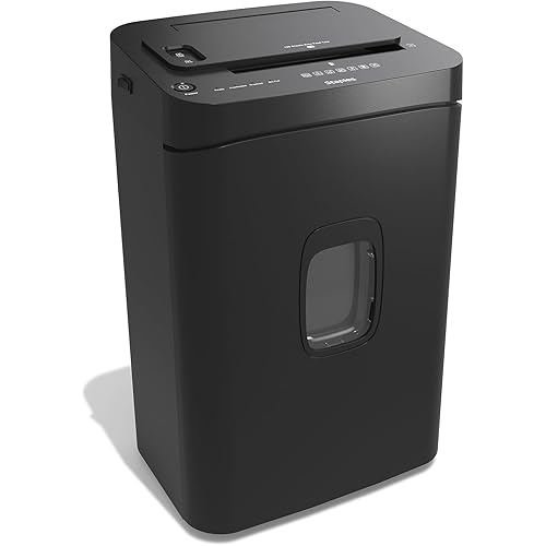 Staples 150-Sheet Micro-Cut Paper Shredder, Autofeed, Anti-Jam, 7.4-Gallon Pull-Out Bin, Black, for Home & Office, Black
