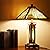 Capulina Tiffany Style Table Lamp 3-Light 15X15X26 Inches Mission Amber Brown Style Wood Base Desk Lamp with Night Light Decor for Living Room Bedroom Home Office