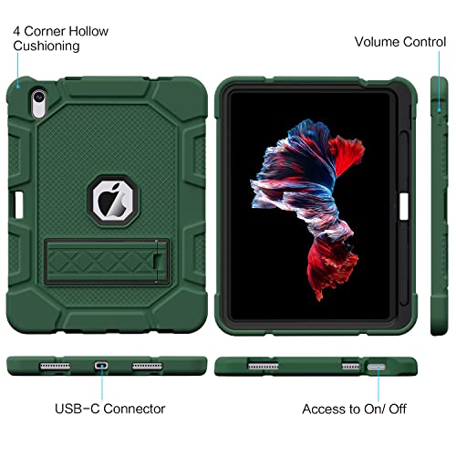 Image of Azzsy Case for iPad 10th Generation 10.9 Inch 2022, Heavy Duty Shockproof Rugged Protective Case for iPad 10.9 Inch 2022 Release, Alpine Green