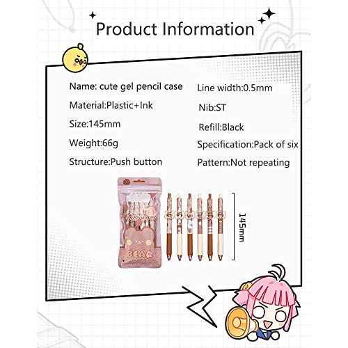 Meokim Kawaii Gel Pen Cute Bear Pen Ins Japanese Student Signature Pen Gel Pen Kawaii Stationery Cute Stationery(Caramel Pudding Bear) #TOP6