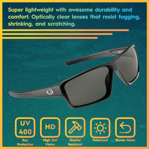 Flying Fisherman Windley Polarized Rectangular Sunglasses, Matte Black Frame/Smoke Lens, Medium2