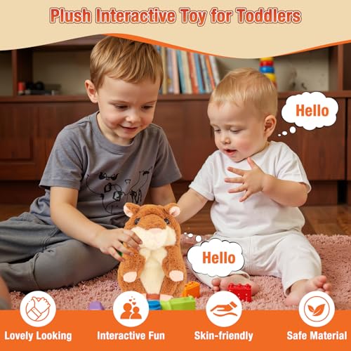 Image of Talking Hamster - Interactive Stuffed Animal That Repeats What You Say for Kids 2-3 Years Old, Autism Sensory Toy Gift (Brown)