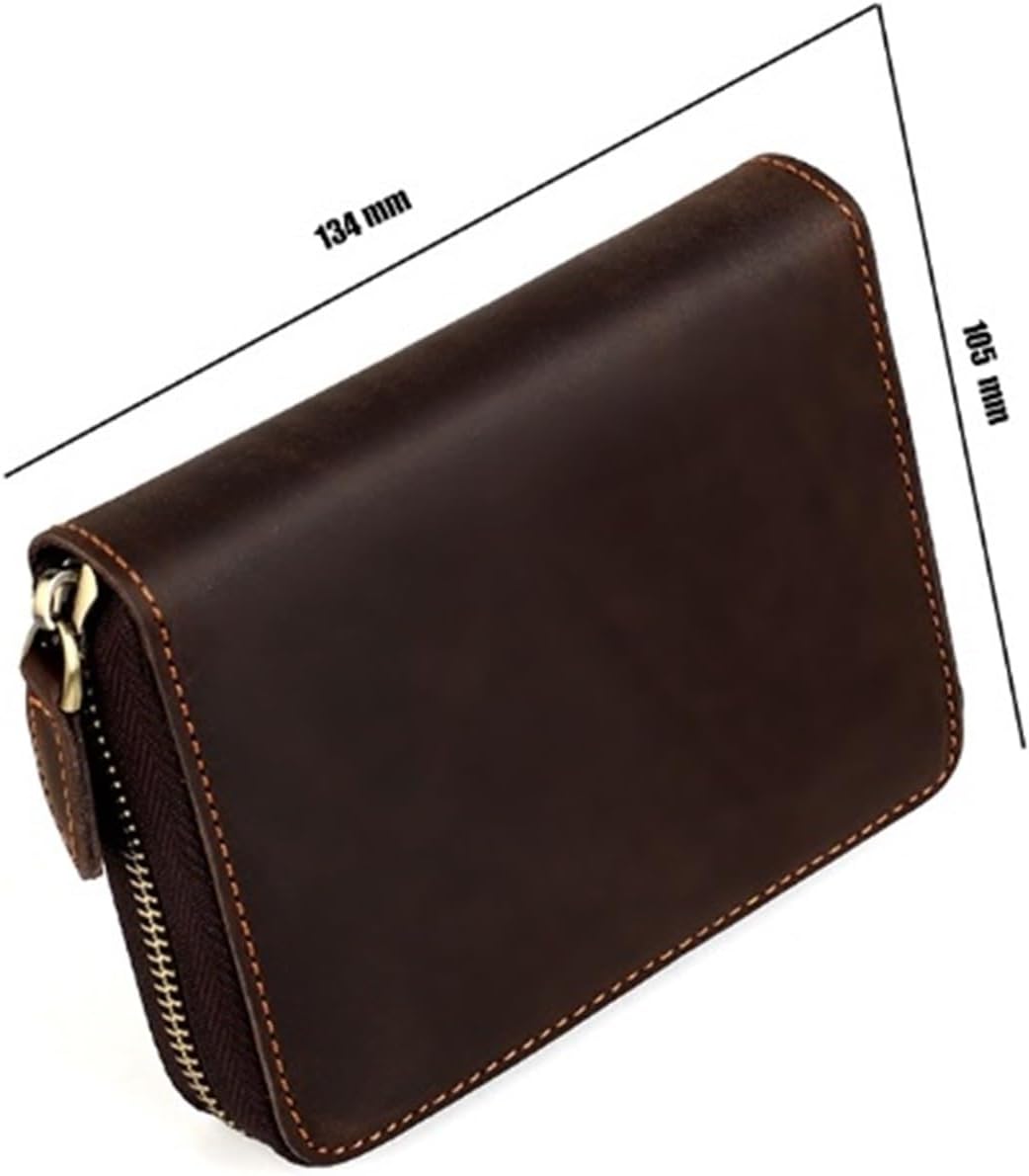 Unisex Small Genuine Leather Wallet Zip Around Minimalist Card Case Zippered Purse (Yellow) - Image 6