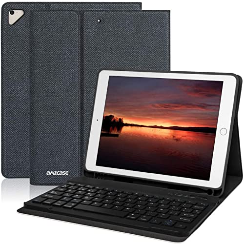 Funda con Teclado iPad 9.7 2018, Funda iPad con Ranura para Lápiz y Teclado Desmontable Magnética Bluetooth Español(Incluye Ñ),Cubierta con iPad 2018 iPad 2017 iPad Pro 9.7 iPad Air 2 1 (Negro)