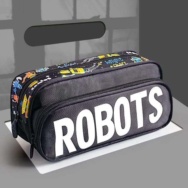 Image of DEOXY Pencil Pouch for Kids - Multipurpose Zipper Case, Pen and Pencil Pouch Case, Travel Accessory Organizer Bag, Stationery Holder, Makeup Pouch, Return Gift for Kids (Robots)