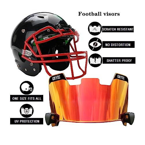 GIKYTEC Football Visor Football Helmet Visor Scratch Resistant UV Block Facial Protection Visor for Youth & Adult (revo-red)