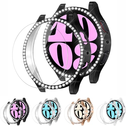 �y4������z Galaxy Watch 7 40mm �P�[�X + �K���X�t�B���� �T���X�� galaxy�E�H�b�` �P��_�C�������h����P�[�X �M�����N�V�[ �X�}�[�g�E�H�b�` ��ʕی�J�o�[ �N���A �ϏՌ� �ی�J�o�[ �����ߗ� �C�菝�h�~ �E���ȒP �t���t