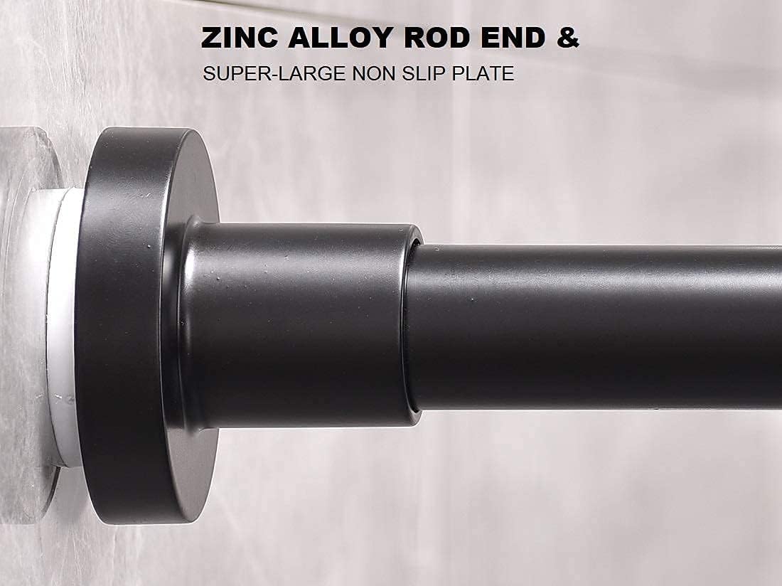 BRIOFOX Shower Curtain Rod 43-73 Inches Matte Black, Rustproof and Non-Fall Down Spring Tension Rod for Window or Bathroom, Stainless Steel