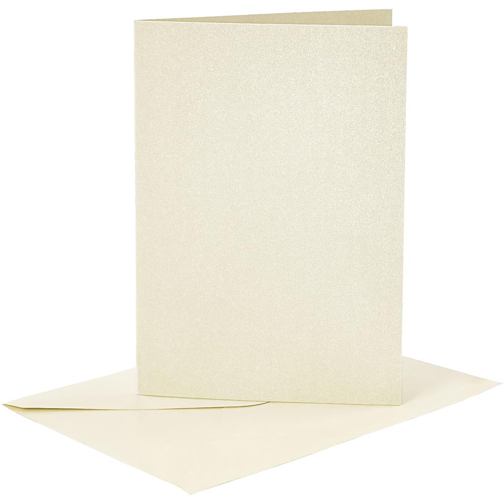Ensemble de Cartes et Enveloppes Nacrées - Blanc Cassé