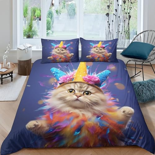 Housse de couette chat de compagnie lit double king en microfibre