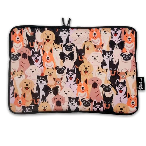 Funda de neopreno para portátil contra derrames de café y lluvia con divertidos perros