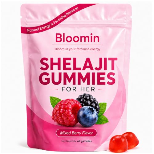 Bloomin Shilajit Gummies with Shatavari Saffron Shilajit Stamina & Immunity Natural Fulvic Acid & Minerals Vegan Chewy Non-GMO Men & Women Wellness Formula 60 Gummies