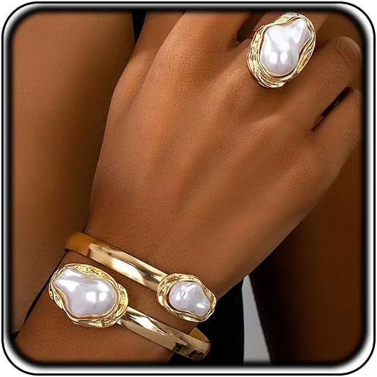 Chunky Large White Pearl Jewelry Accessories Sets for Women