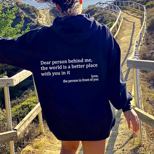 Enthowother Dear Person Behind Me Sweatshirt Hoodie,Halloween Sweatshirt White Hoodie (Sky Blue Hoodie,M) — view 2