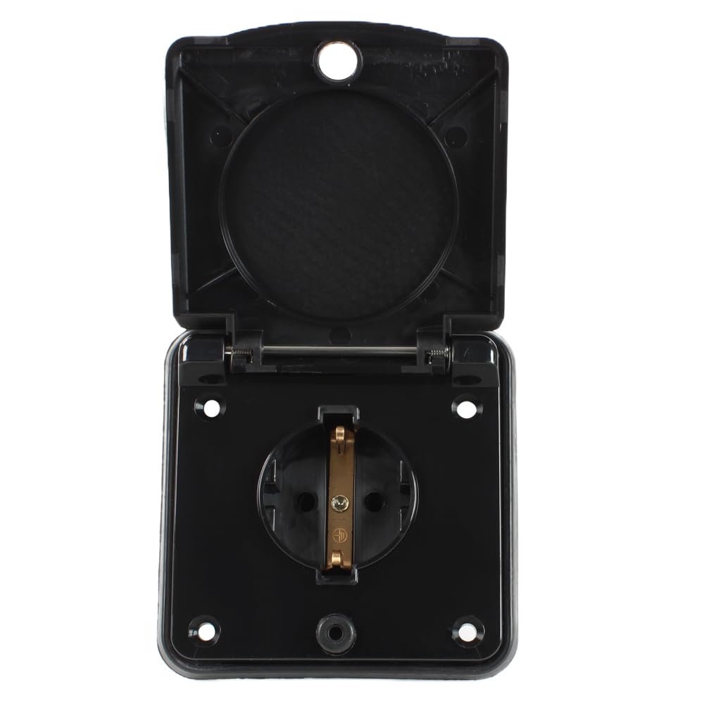 HABA Presa da esterno IP44 Schuko 220-240 V nero per roulotte camper caravan