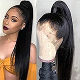 sdamey 360 Straight Lace Front Wigs Human Hair HD Transparant Full Lace Wigs For Women 200 Density Wigs Human Hair Pre Plucked With Baby Hair 12A Brazilian Virgin Hair Natural Color 16inch