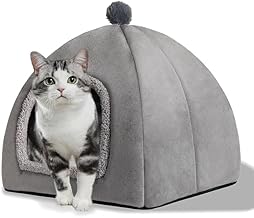 Cat Bed Cave for Indoor ， Suitable for Cat Dome Bed,Hideaway Bed for Indoor Cats, with Removable Mattress for Kittens.Cat Tent House for Dual Use (Cat Gray, Medium)