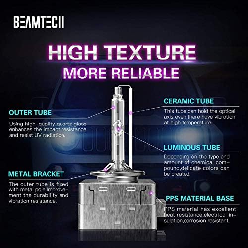 BEAMTECH D1S HID Bulb, Xenon Headlight Replacement Lights D1R D1C 35W 6000K 12V (Pack of 2)